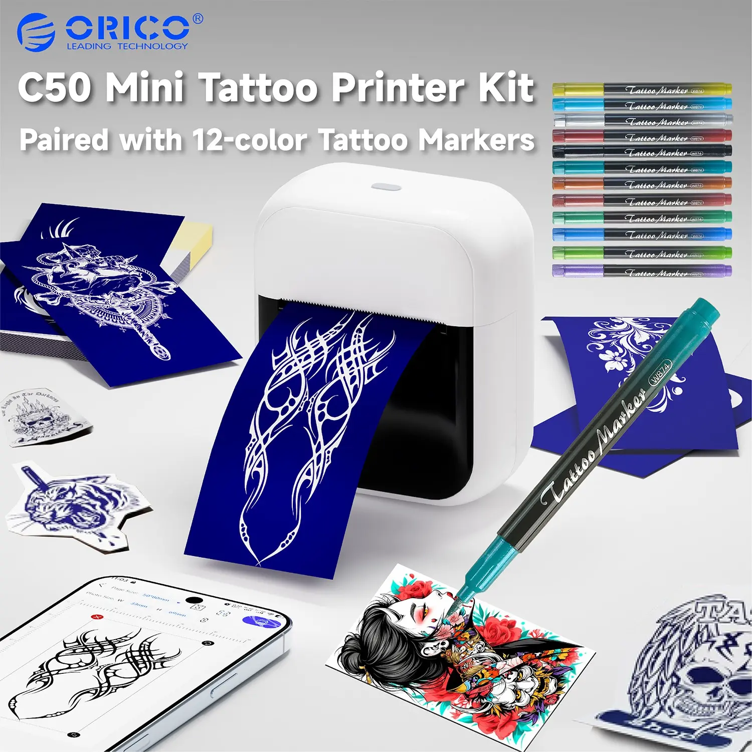 Wireless Mini Label Printer, label printing, Multifunctional Portable Tattoo Printer, Inkless Thermal Printer, Universal for Phone and Computer, Multi-Scene Use, Wireless Sticker Printer
