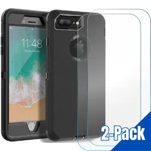 Entronix Bundle Compatible with iPhone 8 Plus/7 Plus - Heavy Duty Case & 2 Clear Screen Protectors