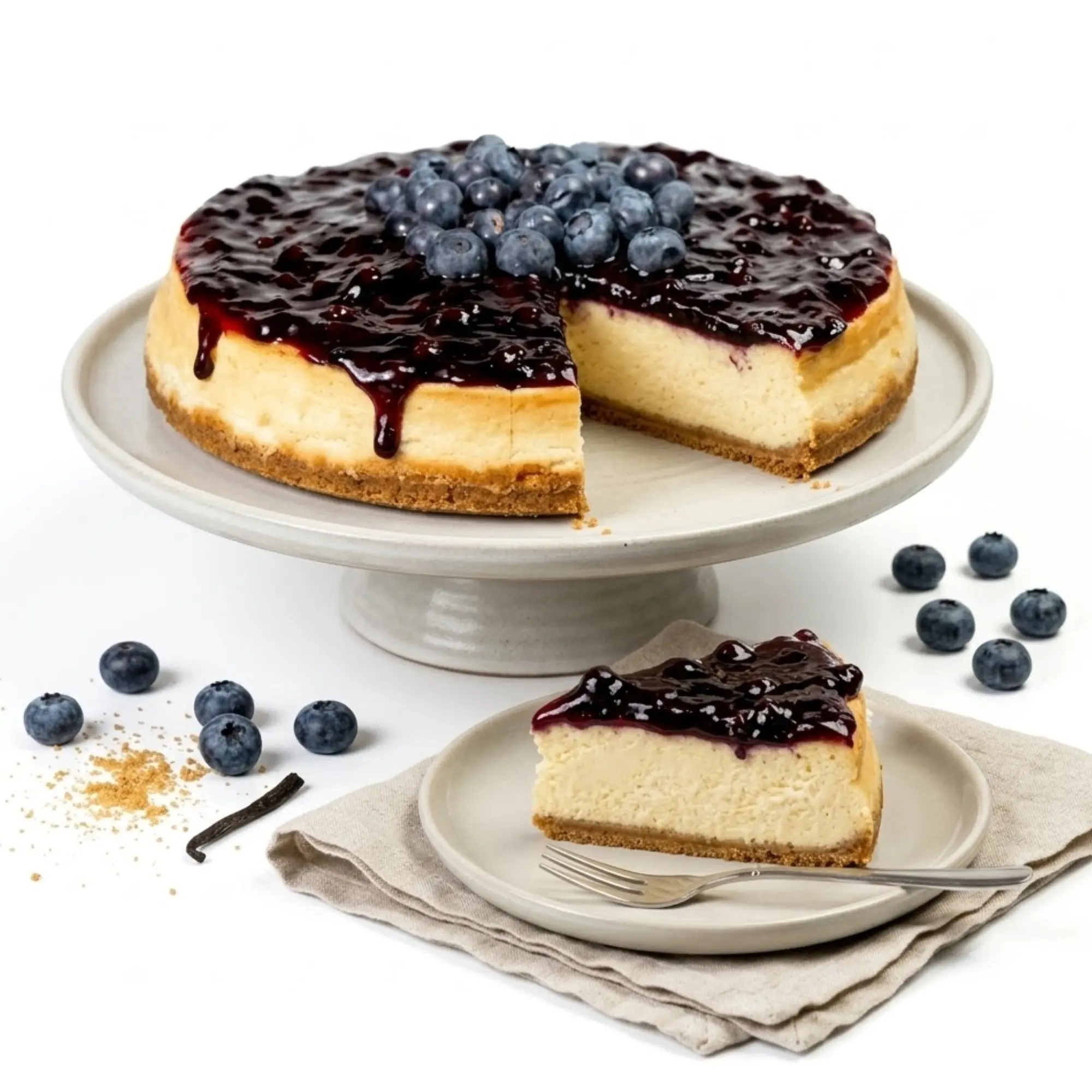 Andy Anand Luxurious Blueberry Cheesecake, 9-Inch, 2 lb – Handcrafted with Real California Cream Cheese, Juicy Blueberries, Birthday Gift