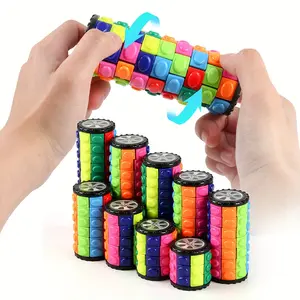 Finger Layered Cylinder Relax Cube Rotating Sliding, Pressure Release Tool |   Rotating Sliding Relax Cube |   Brain Training + Finger Exercise |   Portable Educational Gift |   Durable PVC Material 3D 4th 5th Grade Corn Fun Puzzle Rolling Car Wheel Smoot