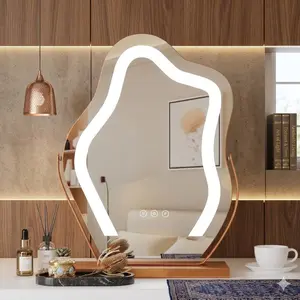 Makeup Mirror with LED Lights, Cloud-Shaped Vanity Mirror, 360° Rotation
