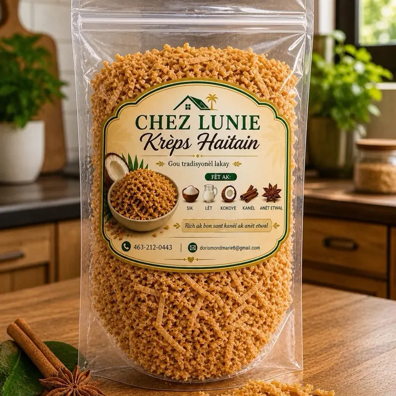 Chez Lunie Krèps Haitian -krèps cocoyé kanél ak anetwalé