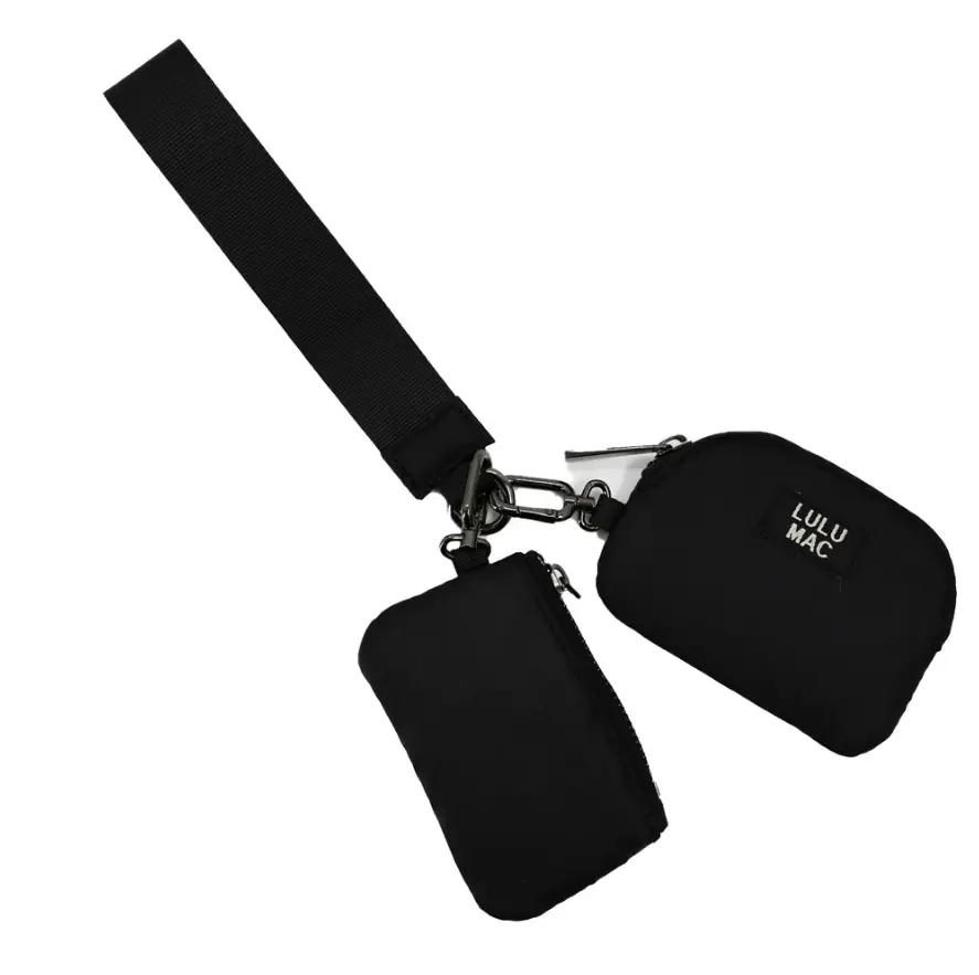 Lulu Mac Double Pouch Wristlet - Black/Black