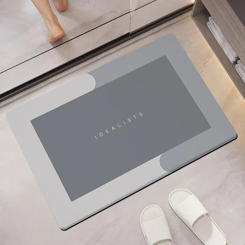 Letter Pattern Bathroom Mat, Diatomite Absorbent Non-slip Bath Mat, Rectangle Bathroom Accessories Doormat, Bathroom Decorative Mat, Bathroom Drying Doormat for Home Decor, Water Absorbent Bathmat, Super Absorbent Bath Mat