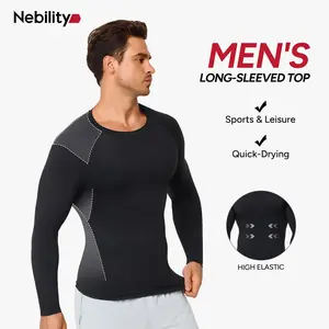 Nebility Men's High Compression Long Sleeves Quick Dry Moisture Wicking Shirts for Fishing Workout Gym UPF SPF Sun Protection T-Shirts with High Elasticity compression shirts