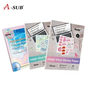 Koala Waterproof Glossy Matte Holographic Vinyl Sticker Paper 8.5x11" for Inkjet DIY Crafts Koala Coating Fast Dry Smudge-Free Prints, DIY Craft Paper