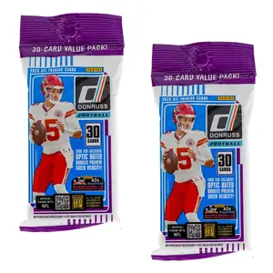 Two (2) Packs of 2025 Panini Donruss Football Jumbo Value Cello Fat Pack (Blue Parallels)