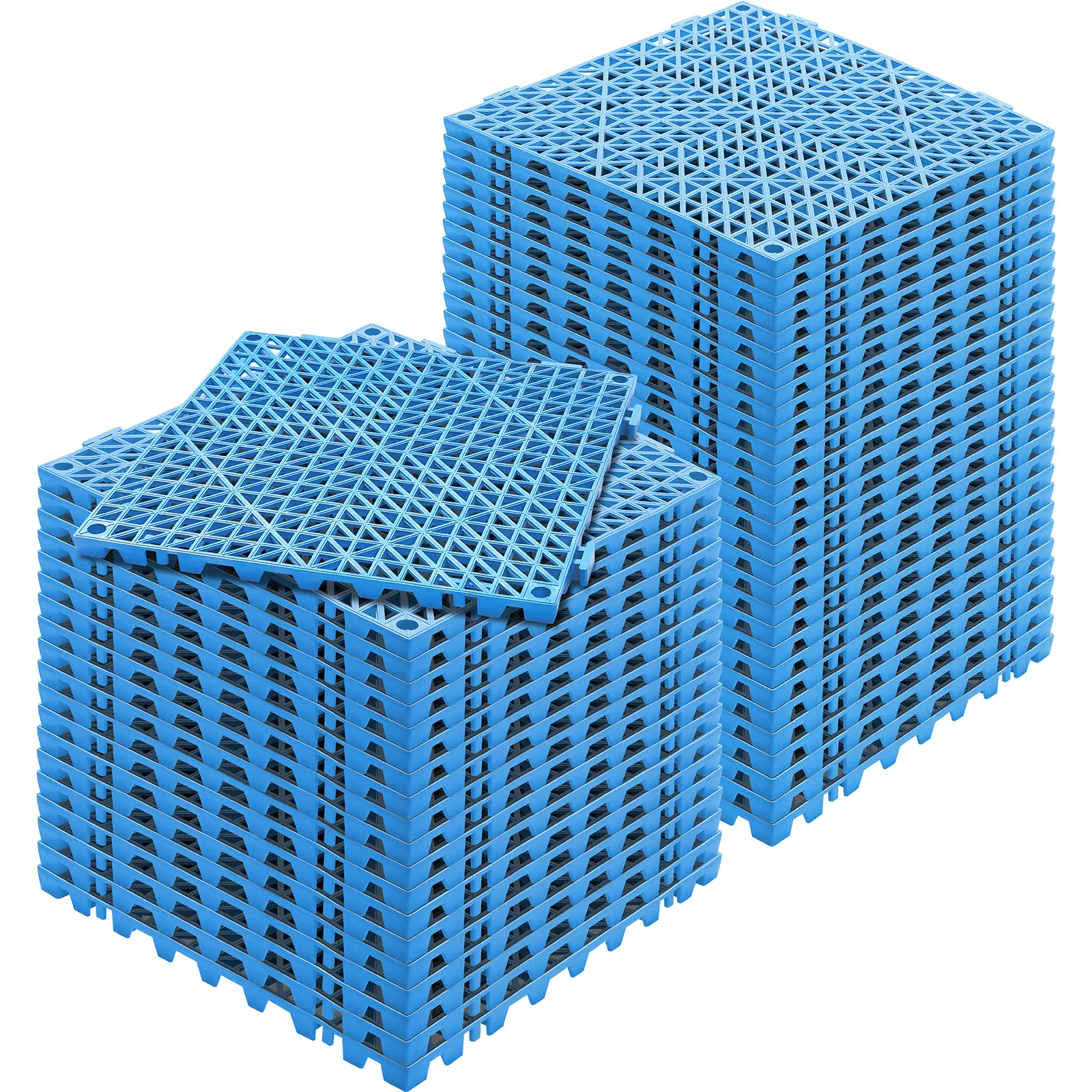 【Summerfinds】VEVOR Interlocking Tile 50PCS Blue Drainage Tiles 12" x 12" SplicingSoft PVC Interlocking Drainage Floor TilesNon-Slip Drainage Holes for RestroomBathroomKitchenPoolWet Areas