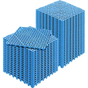VEVOR Interlocking Tile 50PCS Blue, TikTokShopBlackFriday, Drainage Tiles 12" x 12" Splicing, Soft PVC Interlocking Drainage Floor Tiles, Non-Slip Drainage Holes for Restroom, Bathroom, Kitchen, Pool, Wet Areas