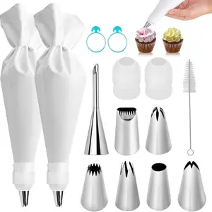 10/13/14 Piece Cake Decorating Tips Set, 304 Stainless Steel Piping Nozzles, DIY Baking Tools, Cleaning Brush Included