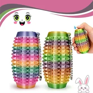 Fidget Toy Keychain (2PCS) – Anxiety & Stress Relief Sensory Toy for Adults Teens, Portable Grippie Stim Key Ring, ADHD Focus Toy, Desk Stress Reliever, Novelty Gift