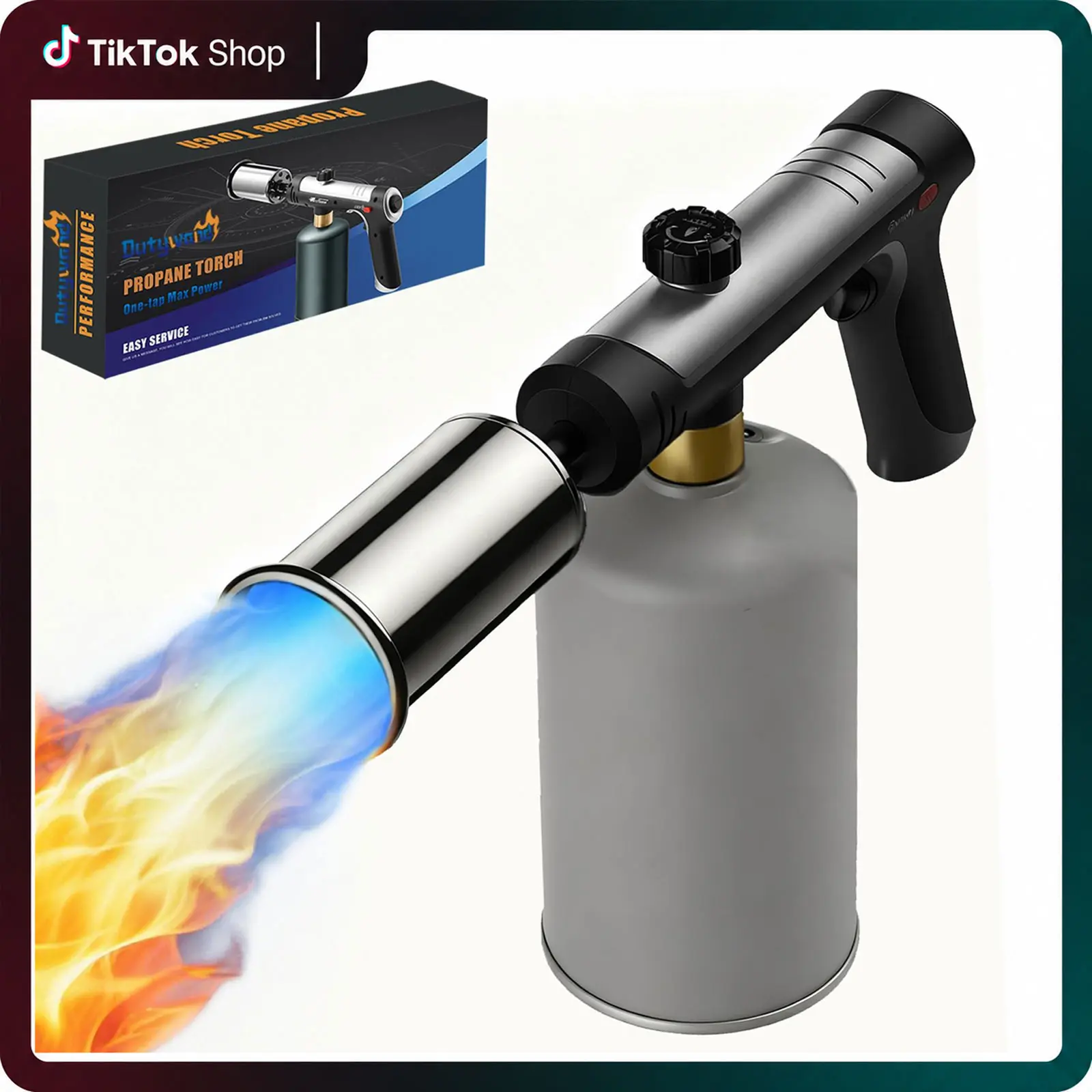 Professional Adjustable Flame Propane Torch, Ultra-Portable Torch Lighter, Flame Thrower Gun for BBQ Grill, Searing, Baking & Outdoor Adventures (Propane Tank Not Include)