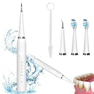 Ultrasonic Oral Dental Scaler & Plaque Remover, Waterproof Dental Cleaning Kit with LED Light, 5 Modes, Rechargeable Cleanser, 2 Replaceable Heads for Women