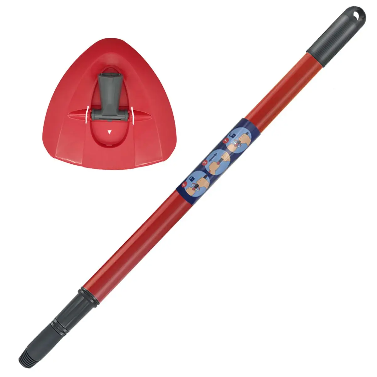 Triangle Base & Extendable Spin Mop Handle, Compatible with O-Cedar and Vileda EasyWring 1-Tank Spin System, Bucket Not Included, Spin Mop Head Replacement