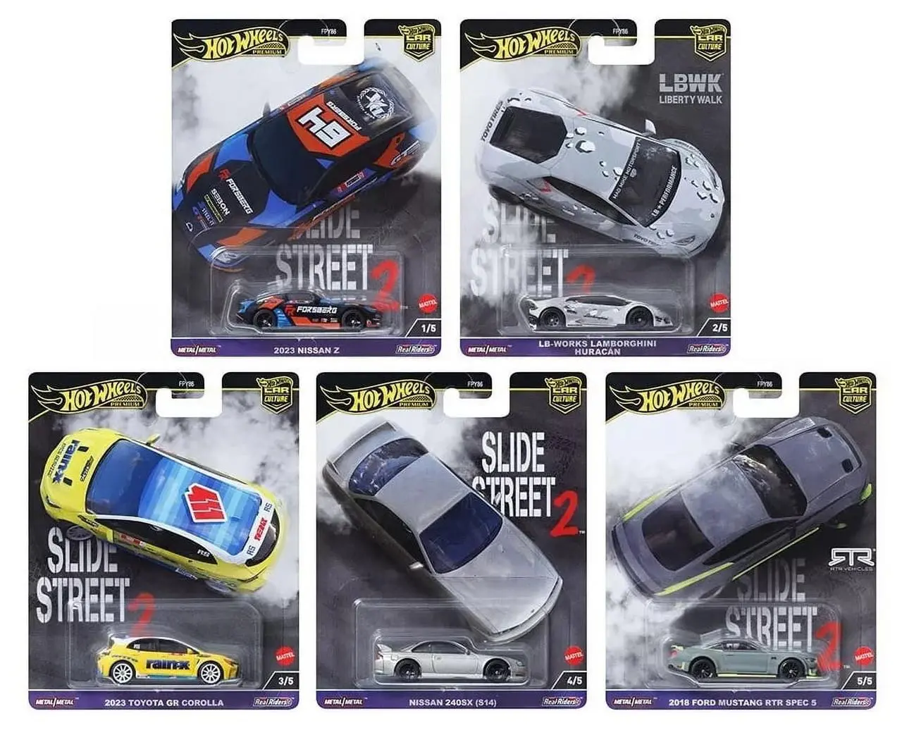 Hot Wheels 2024 Car Culture Slide Street 2 Bundle of 5 FPY86 959H