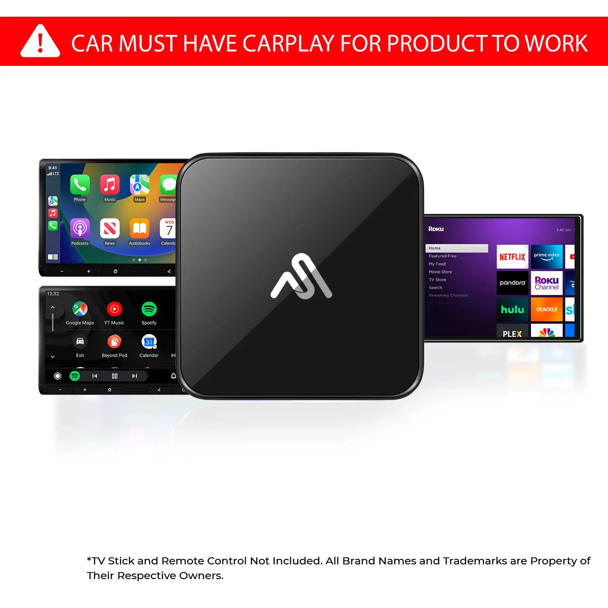 AutoSky Vehicle Infotainment Adapter - WIRED CARPLAY REQUIRED - Upgrade to Wireless CarPlay, TV Stick Support, Aftermarket Stereo Car Video Player Solution, Wireless Carplay Adapter Car Video Players