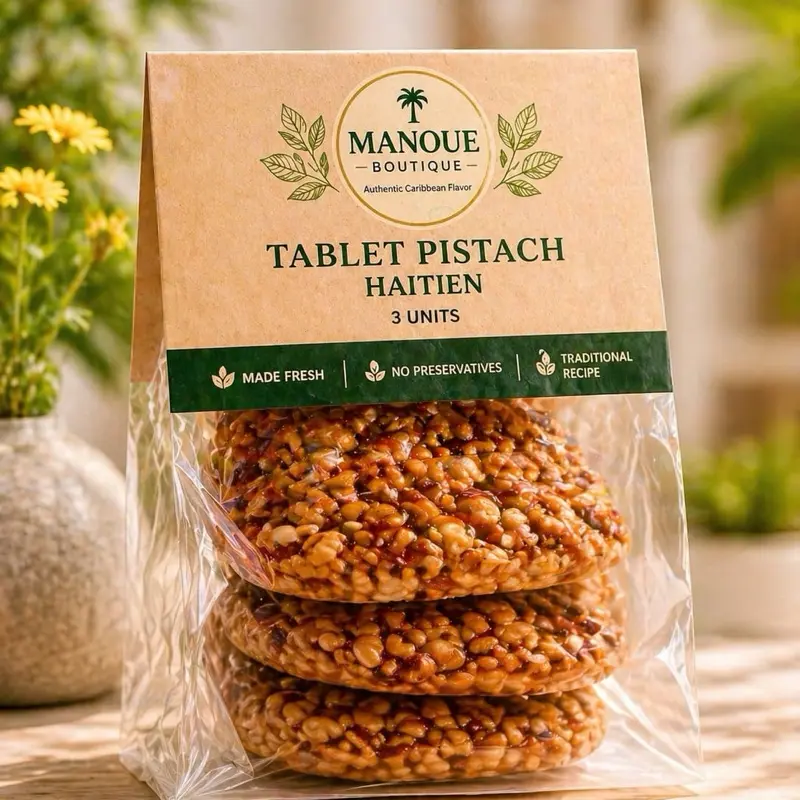 Manoue Boutique Premium Tablet Pistach (Haitian Peanut Brittle)