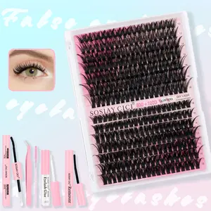 SOSIAYCICI Lash Extension Kit DIY  Lash Clusters Eyelash Extension Kit, 10-18mm 80D+100D Individual Lashes Kit with Lash Bond & Seal, Eyelash Tweezers , Suitable For Eyelash Extension Beginners Natural Thickening Blend beginner-friendly