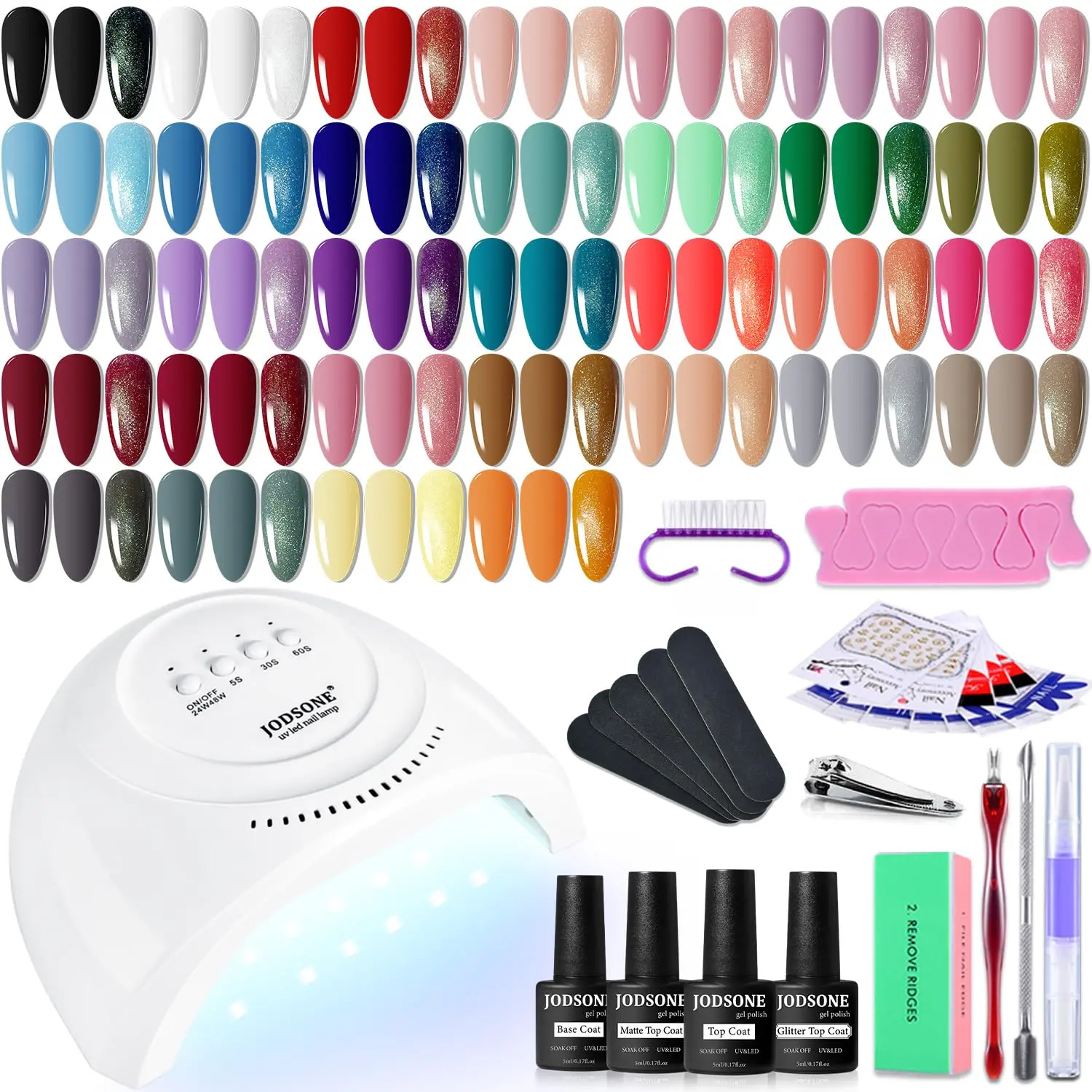 JODSONE 35PCS Gel Polish Kit with UV LED Lamp, Classic Black White Nude Blue-Purple Shades, Soft Brush, High-Pigment Cosmetic, Mineral-Infused Manicure Tools, Nail Tech Supplies, Women's All-Season Gift Set, Beauty Products