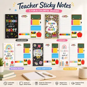 Teacher Sticky Notes  – Set Blackboard Self-Stick Note Pads - Teacher Appreciation Gift Writing Memo Pads Classroom School Office Supplies