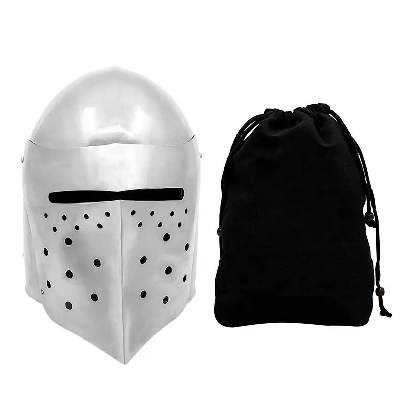Medieval Bascinet Helmet 14th Century Closed Helmet with Liner LARP Armor Halloween Armour Costume