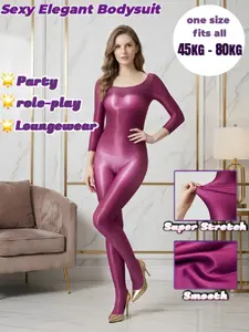 Silk Stocking Bodysuit Full Body Underwear, Sexy Oil Glossy Horse Oil Socks, Women's Jumpsuit, All Seasons, Solid Style, Womenswear, Fitted, Costumes