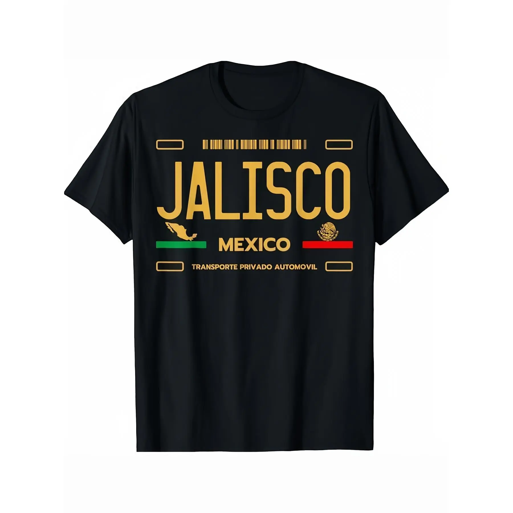 100% Cotton Men'S Jalisco Mexico T-Shirt - Stylish Black Cotton Tee With Bold "JALISCO" Print & Mexican Flag Design, Casual Short Sleeve Top For Casual Attire - 180G, Summer Fashion Tee |   Cultural Aesthetic Tee |   Durabl Golf Gift T-Shirt For Men And W