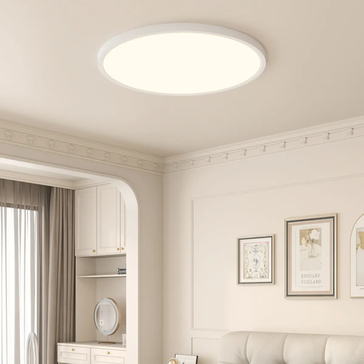16inch Flush Mount Ceiling Light, 32W 3520LM 5CCT Selectable, Dimmable LED Ceiling Light Fixture for Kitchen Bedroom Living Room, Modern Low Profile Style