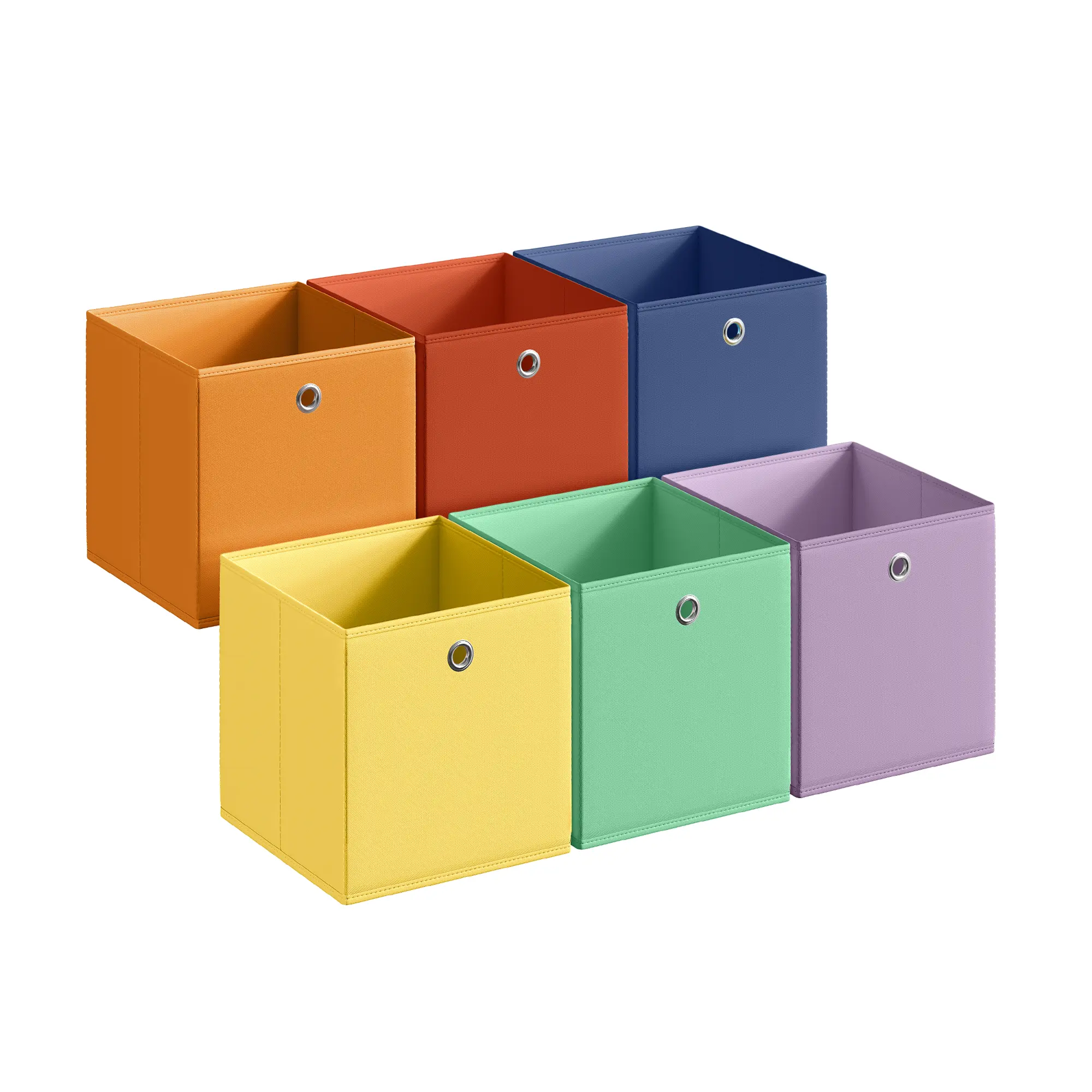 SONGMICS Storage Cubes, Set of 6 Odorless Foldable Storage Boxes | Closet Organizers for Shelf, Rainbow Storage Bins, 10.2 x 10.2 x 11 Inches