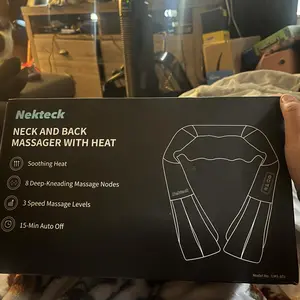 Shiatsu Neck and Back Massager with Soothing Heat, Ergonomic 8 Deep-Kneading Massage Nodes with Heat Electric Shiatsu Back Massager for Neck Shoulder & Body Muscle Relief Portable 12V DC Power Supply - Black