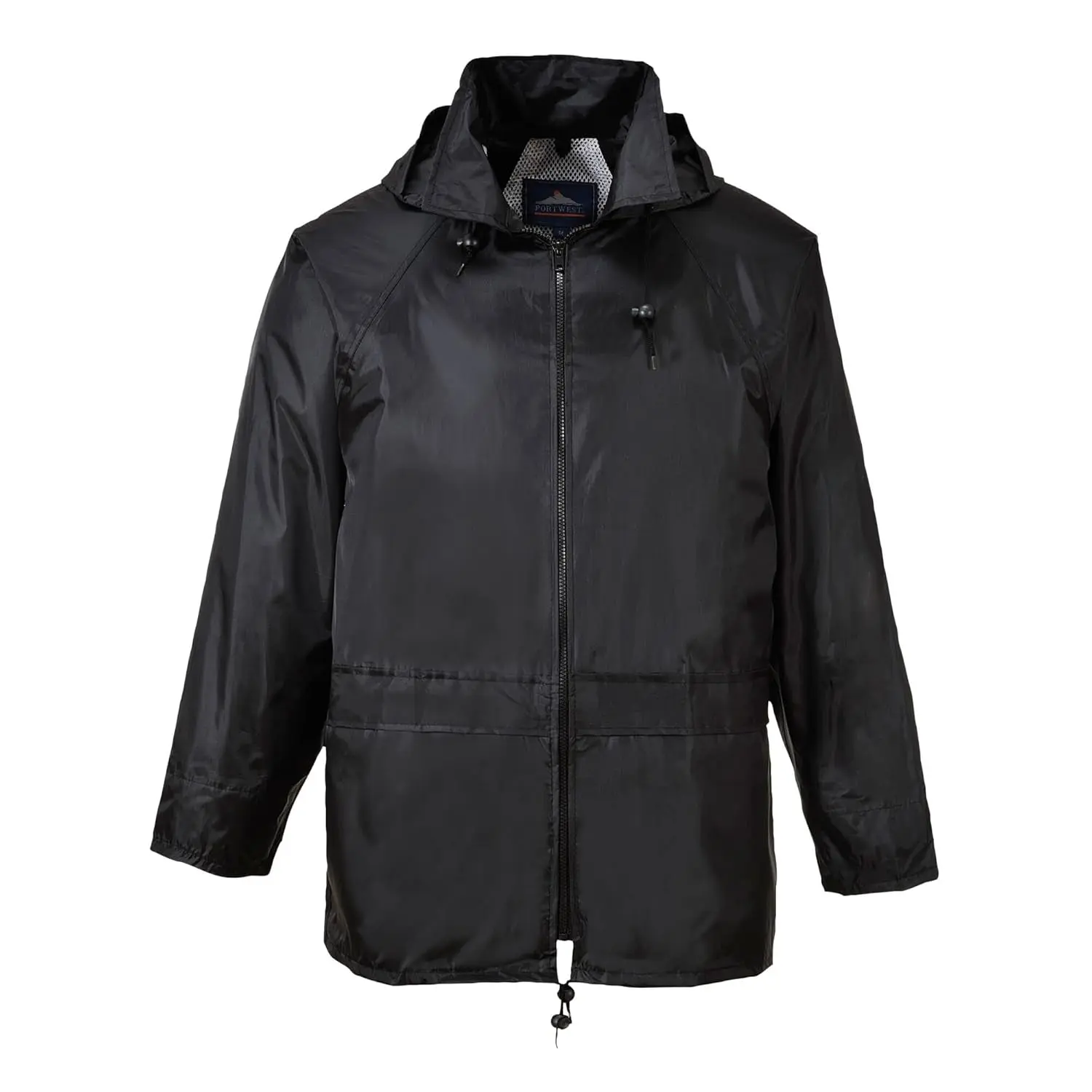 US440 Classic Waterproof Rain Jacket Wth Pack Away Hood & Sealed Seams, Black, Large
