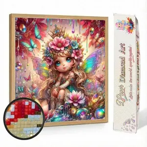 Rainbow Lotus Fairy | Full Drill AB & Fairy Dust | Velvet Canvas | DIY 5D Diamond Painting Kit | Cross Stitch Paint By Numbers Embroidery Alternative | Colorful Zen Garden Nature Pixie | Calming Anxiety Stress Relief Hobby | Magical Mosaic