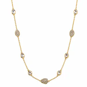 Women's Dainty Gold-Plated Teardrop Crystal Station Necklace, Layering Chain Costume Jewelry Gift