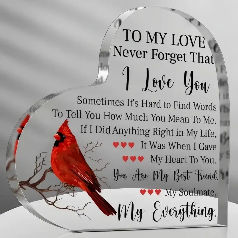 Heart Shaped Acrylic Ornament, 1 Count Creative Romantic Gift for Girlfriend & Boyfriend, Birthday Gift for Her Husband, Wife, Woman, Man, Home Decor