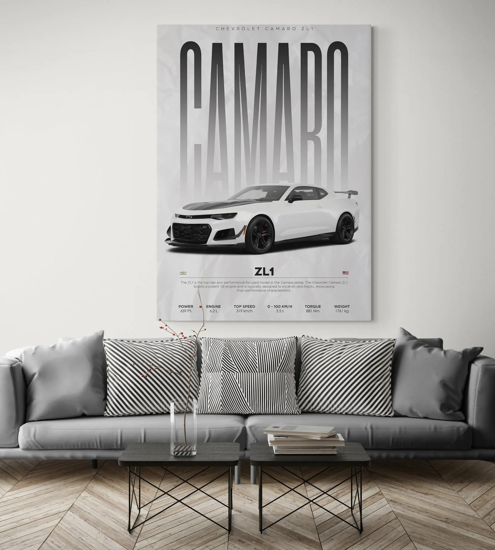 Chevrolet Camaro ZL1 Poster Home Decoration Wall Print Unframed Artistic Room Gift USA Made High-Quality Print Hanging Wall Art Modern Abstract Art