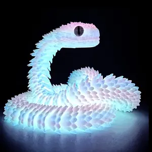 Cute Snake Model 60cm, Flexible Pla High-Quality 3D Print, Glow-In-The-Dark Rainbow Colors, Creative Animal Toy Gift, Creative Modern Decoration, Cute Snake Design