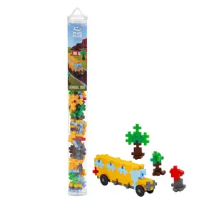 Plus-Plus 70 pc School Bus Creative Toy with Reusable Tube
