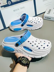 Men's Breathable Hollow Out Clogs Lightweight Summer Mesh Sandals Non-slip Thick Sole Garden Shoes Casual Outdoor Beach Slippers Waterproof Quick Dry Soft Comfort Home Flip Flops for Male Walking Pool Yard Indoor Outdoor Thick Bottom Slippers Eva Slippers