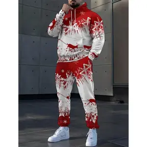 Men’s Christmas long-sleeve hooded sweatshirt and drawstring pants set; Christmas Day outfit; men’s Christmas gift—long-sleeve hoodie and drawstring pants set; casual everyday wear; a perfect Christmas gift; HolidayGARMENTRY