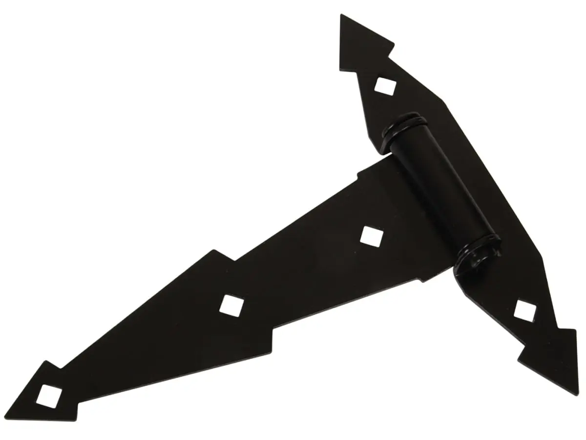 Hillman Group 851658 Ornamental Spring T-Hinge, Black 8-in Door Hinges for Garden & Lawn, 2 per Card with Built-in Spring (Carded)