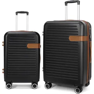 Luggage Sets 2 Piece with Spinner Wheel, Hardside Suitcase Set with TSA Lock, Expandable Travel Luggage for Women, Black