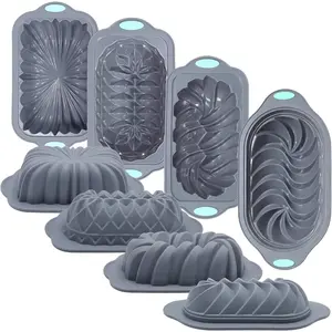4 Piece Silicone Loaf Pan for Baking, Non-Stick Kitchen Oven Bread Pan, Perfect for Banana Bread, Sandwich, Pound Cake and Meatloaf, 6 Cups, Grey