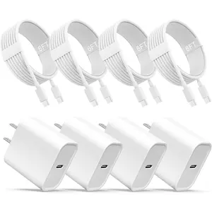 USB C Charger, 4-Pack USB C Fast Wall Charger, USB C Charger Block (4-Pack 6 ft USB C Cable Included) for iPhone 16 15/15 Pro/15 Pro Max/iPad Pro/AirPods Samsung & More