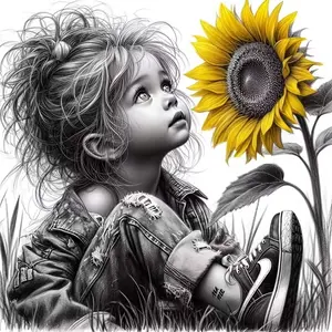 New Arrival DIY 5D Diamond Painting Kit, Sunflower & Little Girl Theme, Full Drill Mosaic Craft, Home Wall Decor Gift