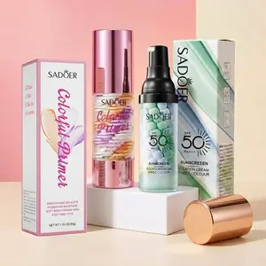 Three-Color Protective Primer, SPF 50 Sunscreen UV, Brightening, Oil-Control, Moisturizing, Hydrating, Skin Tone Correction, Waterproof, Makeup Base