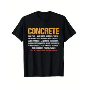 Concrete Workers Love-Hate Graphic T-Shirt - Funny Construction Worker Tee with Concrete Mixer Truck, Bold Orange Text & Concrete Design - Heavyweight 220GSM Shirt for Construction Sites, Job Sites - Regular Fit Unisex Work Apparel for Men & Women - All-S