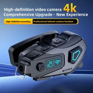 MOKATA K10MAX Motorcycle Helmet Headphone 10M Bluetooth 60H Endurance 40MM HD Speaker WiFi APP Connection Auto Answer Call Voice Assistant