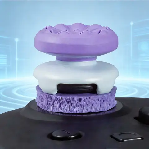 Rubber Gaming Thumbstick Grips with High-Mid Rise Mixed Heights & Precision Rings, Aim Assist Motion Control for PS4/PS5 (Galaxy-Purple & Black & White), Xbox Series X/S, Switch Pro, Scuf Controllers | Gaming Stuff