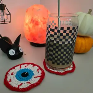 Eyeball Coasters Set of 4 in Blue and Green for Your Tableware Set Unique Design Perfect for Halloween