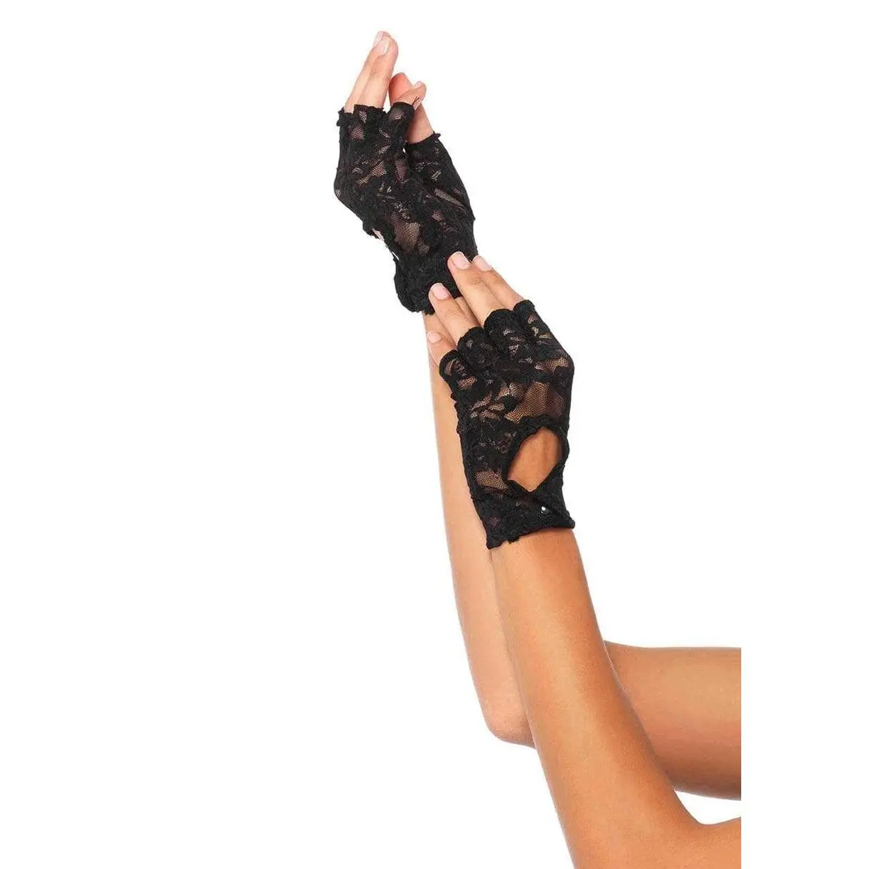 Floral Lace Fingerless Gloves for Adults, Formal 80s Style Costume Accessory in Stretchy Polyester, 1 Size Fit, Hand Wash, Events, Halloween, One Size Fit